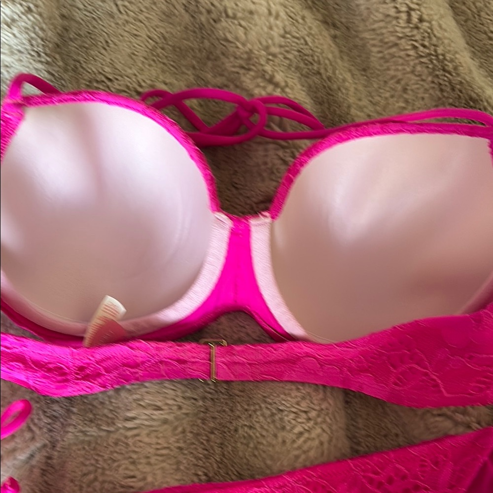 Victoria's Secret Hot Pink Lace Bikini - Picture 4 of 8